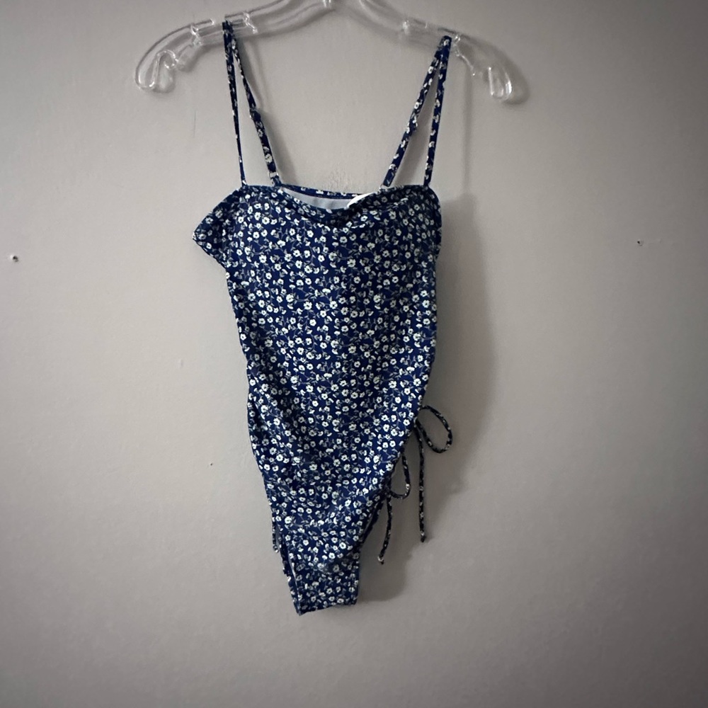 Floral Blue Women's One Piece Bathing Suit Swimsuit with padding